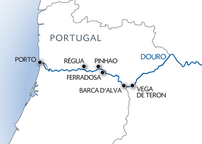 carte De Porto vers l'Espagne La vallée du Douro (Portugal) et Salamanque (Espagne), 8 jours - POP