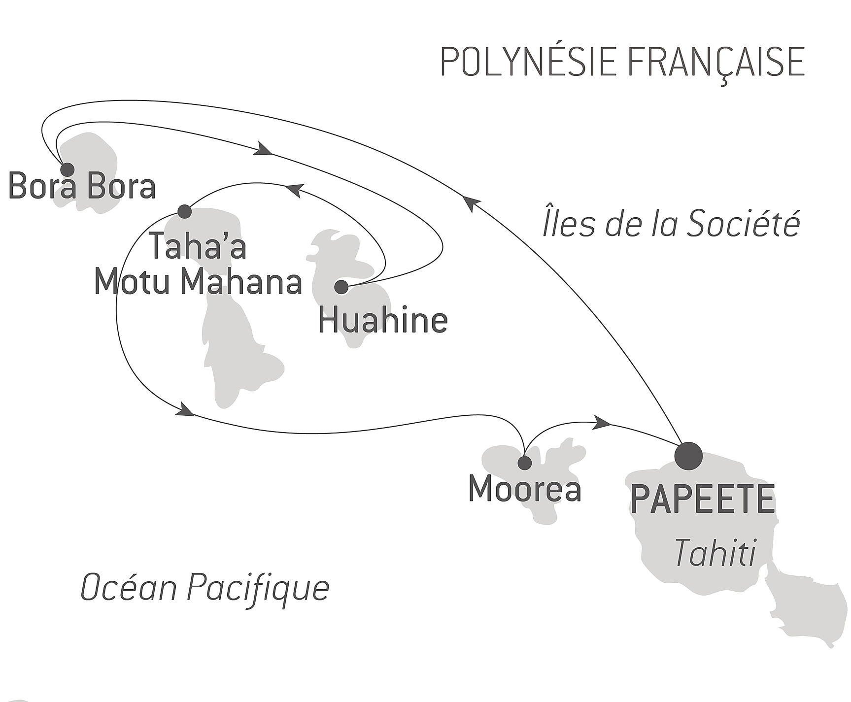 carte Tahiti et les Iles de la Société, 8 jours