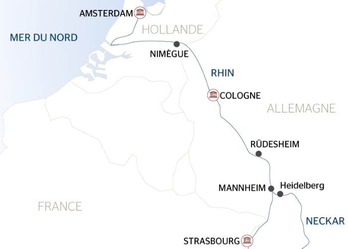 carte La Hollande et la vallée du Rhin romantique (formule port/port), 7 jours - AST_COLPP