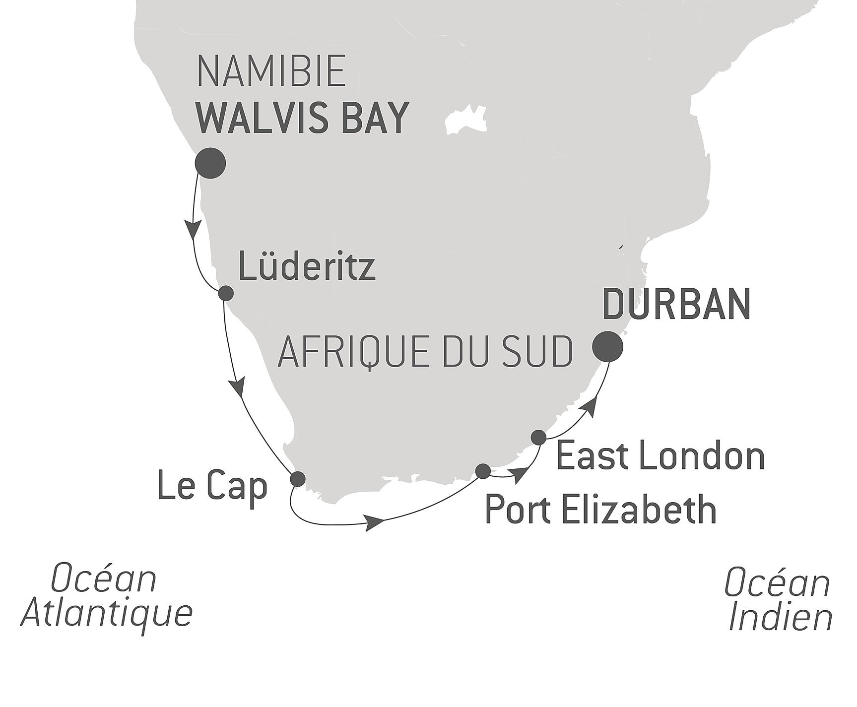 carte Namibie et Afrique du Sud, 11 jours